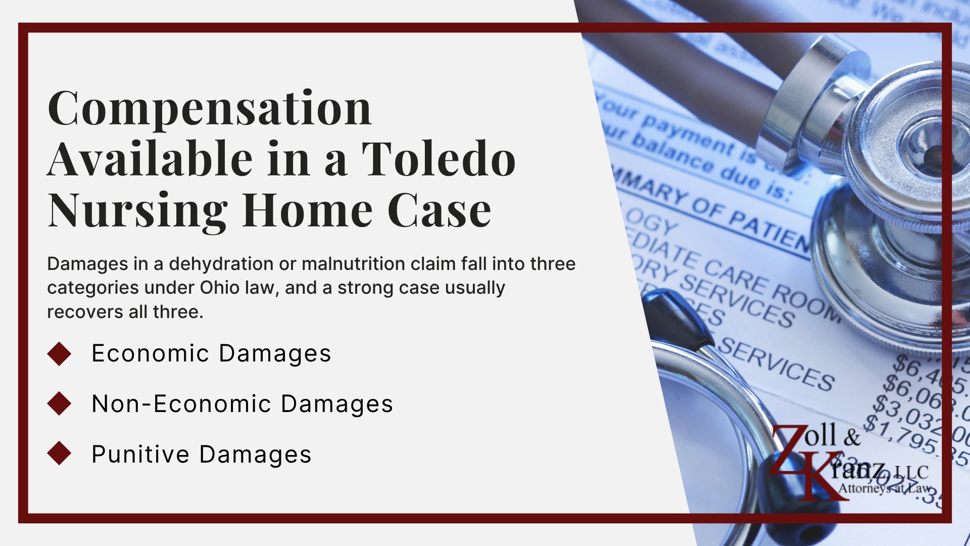 Filing a Negligence Lawsuit Against a Toledo Nursing Home; Steps to Take When You Suspect Dehydration or Malnutrition; Federal and Ohio Standards for Nutrition and Hydration; Serious Health Complications From Dehydration and Malnutrition; Common Causes of Dehydration and Malnutrition in Nursing Homes; Warning Signs of Malnutrition in Nursing Home Residents; Warning Signs of Dehydration in Nursing Home Residents; Who Can Report Nursing Home Abuse; Legal Elements of an Ohio Dehydration or Malnutrition Claim; Evidence Used to Prove a Dehydration or Malnutrition Case; Compensation Available in a Toledo Nursing Home Case