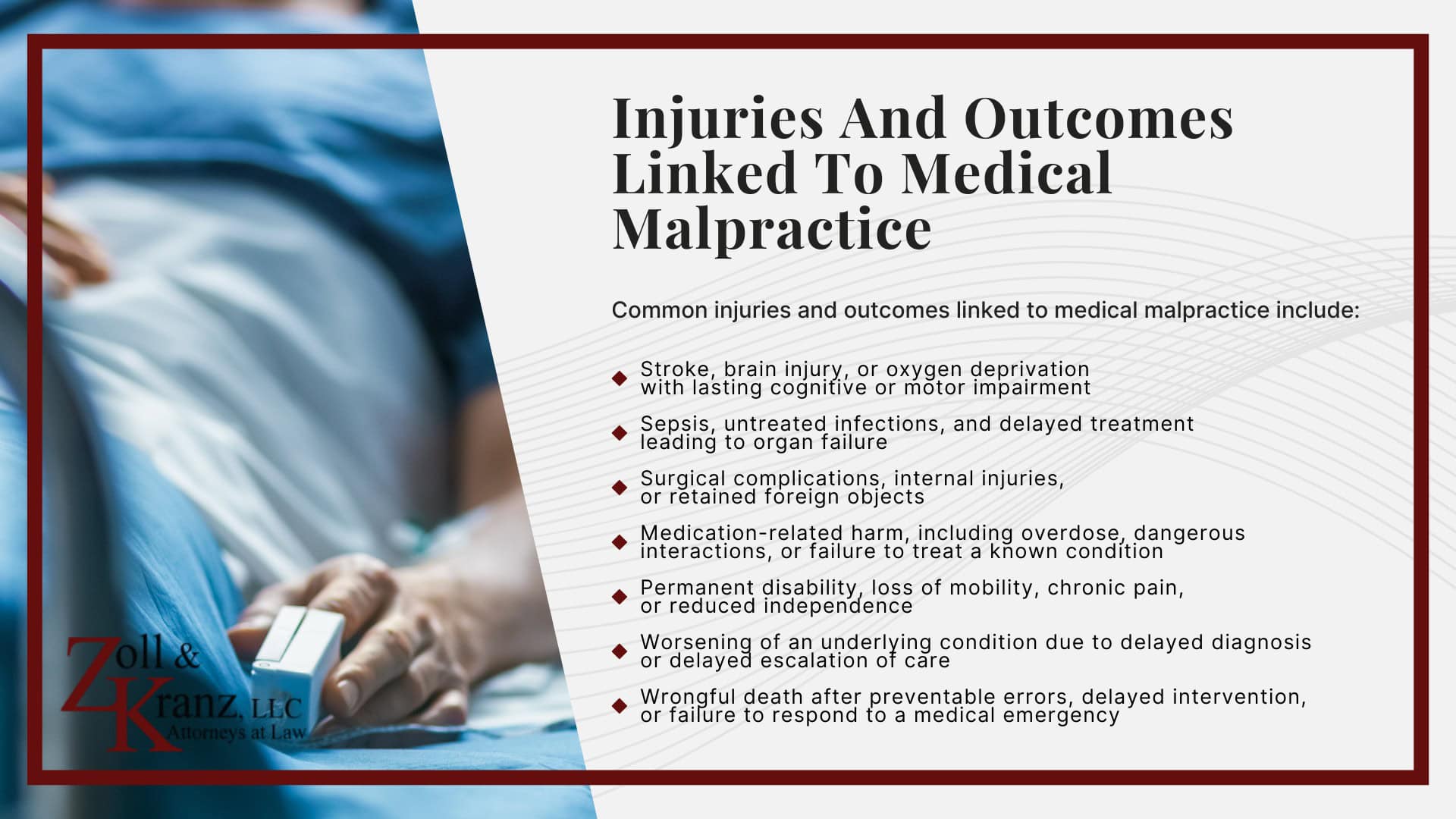 Injuries And Outcomes Linked To Medical Malpractice; Common Types of Medical Malpractice Cases We Handle; What Counts as Medical Malpractice In Ohio; Ohio Laws And Deadlines That Apply to Medical Malpractice Cases