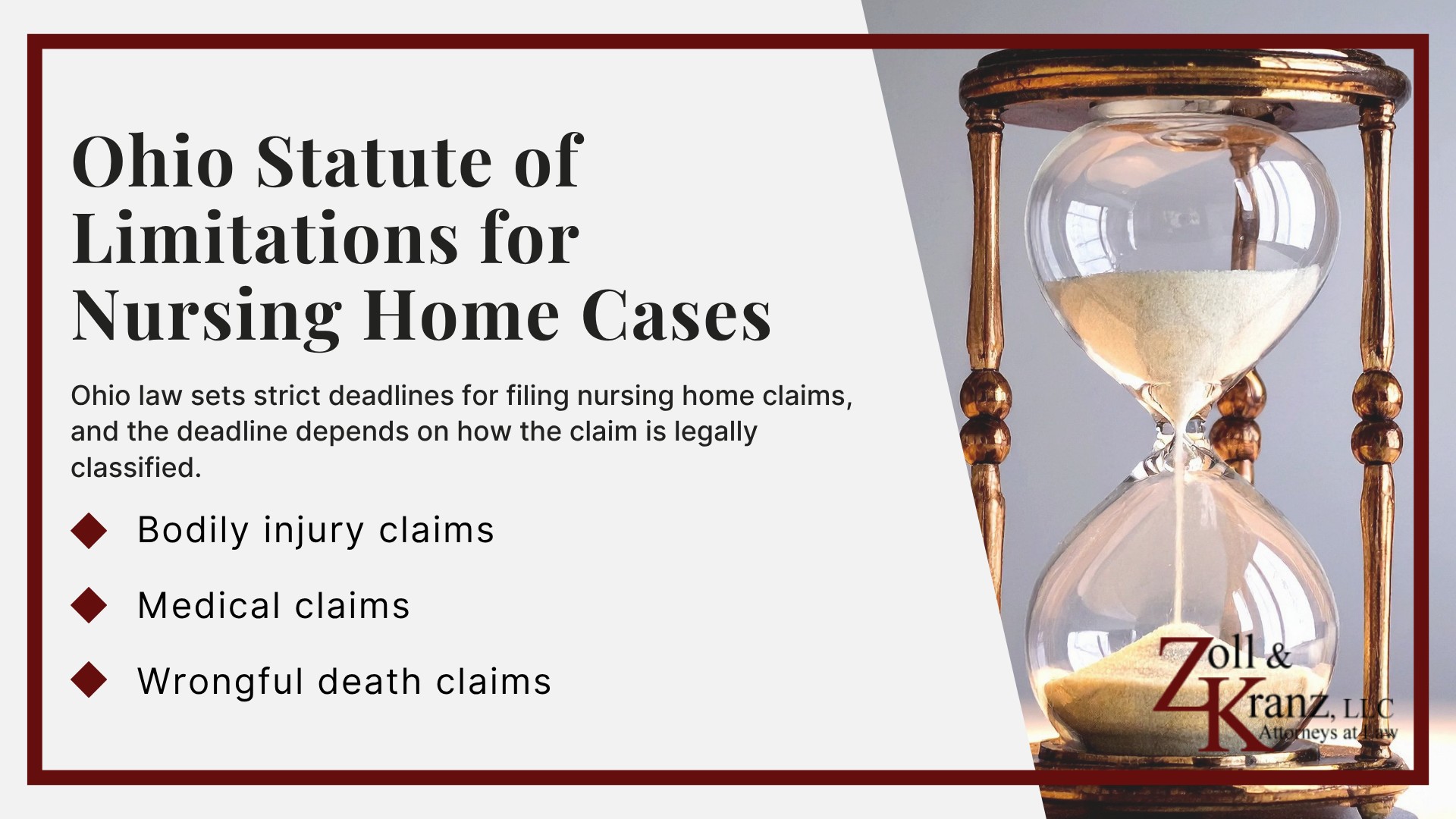Filing a Negligence Lawsuit Against a Toledo Nursing Home; Steps to Take When You Suspect Dehydration or Malnutrition; Federal and Ohio Standards for Nutrition and Hydration; Serious Health Complications From Dehydration and Malnutrition; Common Causes of Dehydration and Malnutrition in Nursing Homes; Warning Signs of Malnutrition in Nursing Home Residents; Warning Signs of Dehydration in Nursing Home Residents; Who Can Report Nursing Home Abuse; Legal Elements of an Ohio Dehydration or Malnutrition Claim; Evidence Used to Prove a Dehydration or Malnutrition Case; Compensation Available in a Toledo Nursing Home Case; Ohio Statute of Limitations for Nursing Home Cases