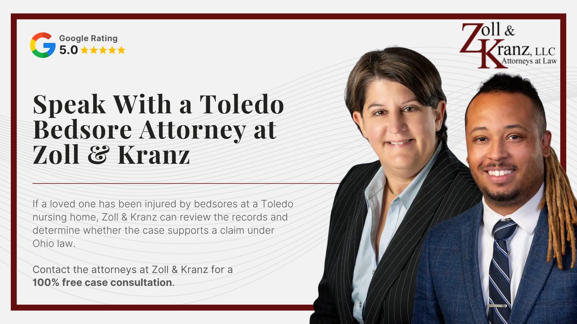 Speak With a Toledo Bedsore Attorney at Zoll & Kranz; Damages Available in a Bedsore Settlement; Arbitration Agreements in Nursing Home Bedsore Claims; Time Limit to File a Bedsore Lawsuit in Ohio; Proving a Bedsore Claim Against a Toledo Nursing Home; Steps to Take if Your Loved One Has Bedsore Injuries in a Nursing Home; Filing a Bed Sore Lawsuit Against a Nursing Home; Ways to Prevent Bedsores in Nursing Homes; How Chronic Understaffing Causes Bedsores; Common Causes of Bedsores in Toledo Nursing Homes; Stages and Classifications of Bedsores; What Are Bedsores