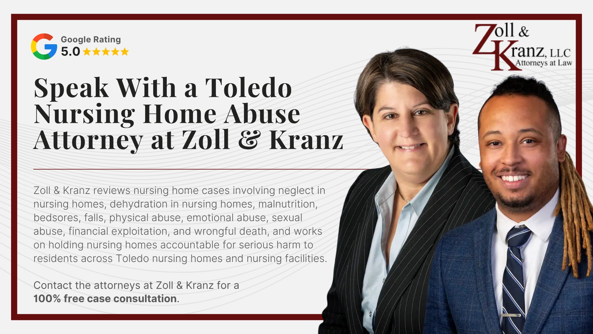 Filing a Negligence Lawsuit Against a Toledo Nursing Home; Steps to Take When You Suspect Dehydration or Malnutrition; Federal and Ohio Standards for Nutrition and Hydration; Serious Health Complications From Dehydration and Malnutrition; Common Causes of Dehydration and Malnutrition in Nursing Homes; Warning Signs of Malnutrition in Nursing Home Residents; Warning Signs of Dehydration in Nursing Home Residents; Who Can Report Nursing Home Abuse; Legal Elements of an Ohio Dehydration or Malnutrition Claim; Evidence Used to Prove a Dehydration or Malnutrition Case; Compensation Available in a Toledo Nursing Home Case; Ohio Statute of Limitations for Nursing Home Cases; Speak With a Toledo Nursing Home Abuse Attorney at Zoll & Kranz