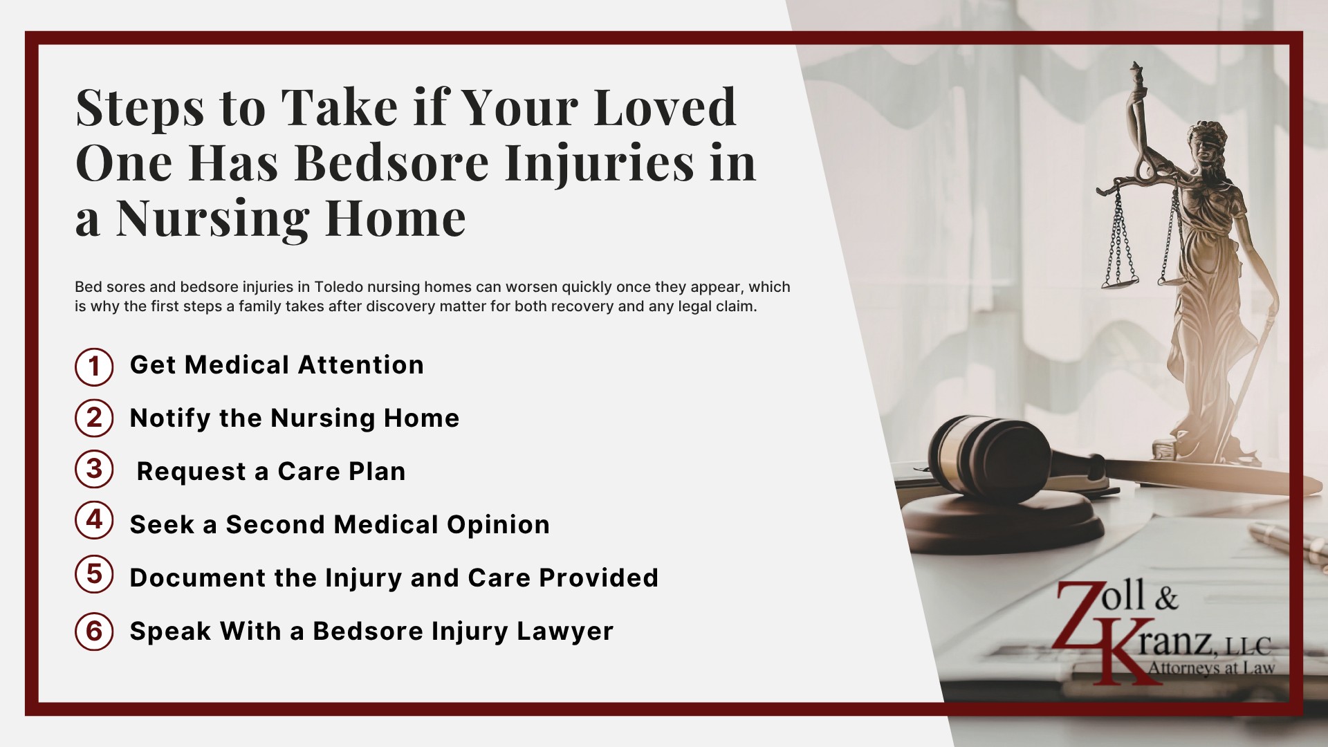 Steps to Take if Your Loved One Has Bedsore Injuries in a Nursing Home; Filing a Bed Sore Lawsuit Against a Nursing Home; Ways to Prevent Bedsores in Nursing Homes; How Chronic Understaffing Causes Bedsores; Common Causes of Bedsores in Toledo Nursing Homes; Stages and Classifications of Bedsores; What Are Bedsores