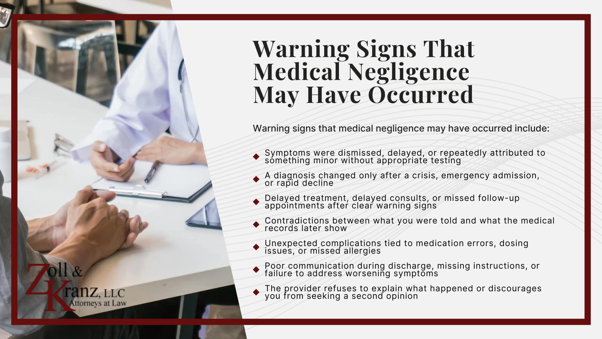 Warning Signs That Medical Negligence May Have Occurred; Injuries And Outcomes Linked To Medical Malpractice; Common Types of Medical Malpractice Cases We Handle; What Counts as Medical Malpractice In Ohio; Ohio Laws And Deadlines That Apply to Medical Malpractice Cases