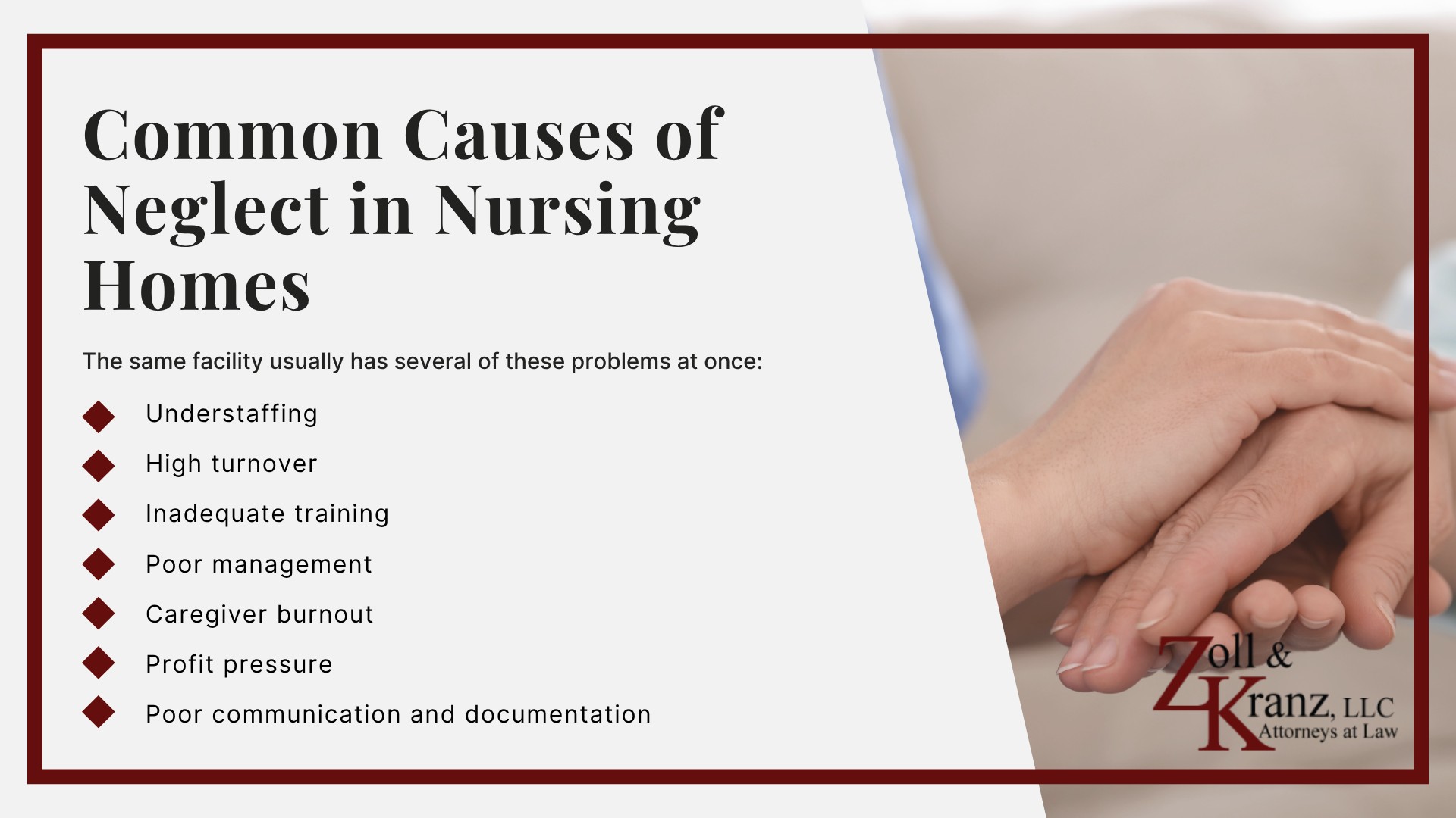 Common Causes of Neglect in Nursing Homes; Warning Signs of Nursing Home Neglect; Common Forms of Nursing Home Neglect; Neglect Versus Abuse in Nursing Homes; Federal and Ohio Standards of Care a Facility Must Meet