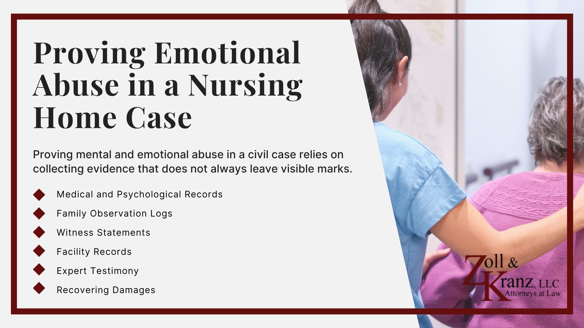 Proving Emotional Abuse in a Nursing Home Case; Steps to Take When You Suspect Emotional Abuse; Nursing Home Resident Rights Under Federal and Ohio Law; Common Injuries Caused by Emotional Abuse; Common Causes of Emotional Abuse in Nursing Homes; Warning Signs of Emotional Abuse in Nursing Home; Common Types of Mental and Emotional Abuse