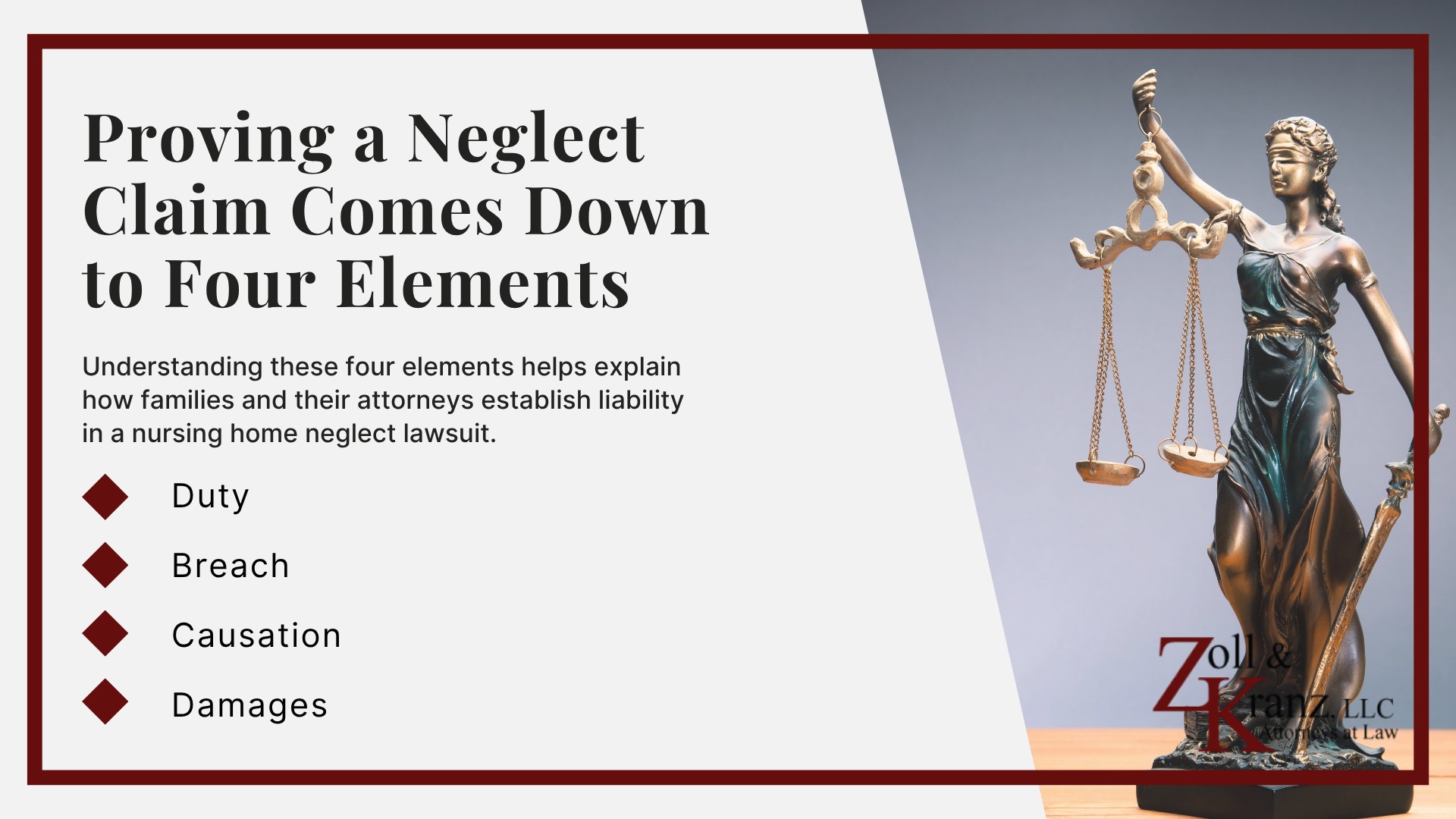 Proving a Neglect Claim Comes Down to Four Elements; Parties That Can Be Held Liable for Neglect; Common Causes of Neglect in Nursing Homes; Warning Signs of Nursing Home Neglect; Common Forms of Nursing Home Neglect; Neglect Versus Abuse in Nursing Homes; Federal and Ohio Standards of Care a Facility Must Meet