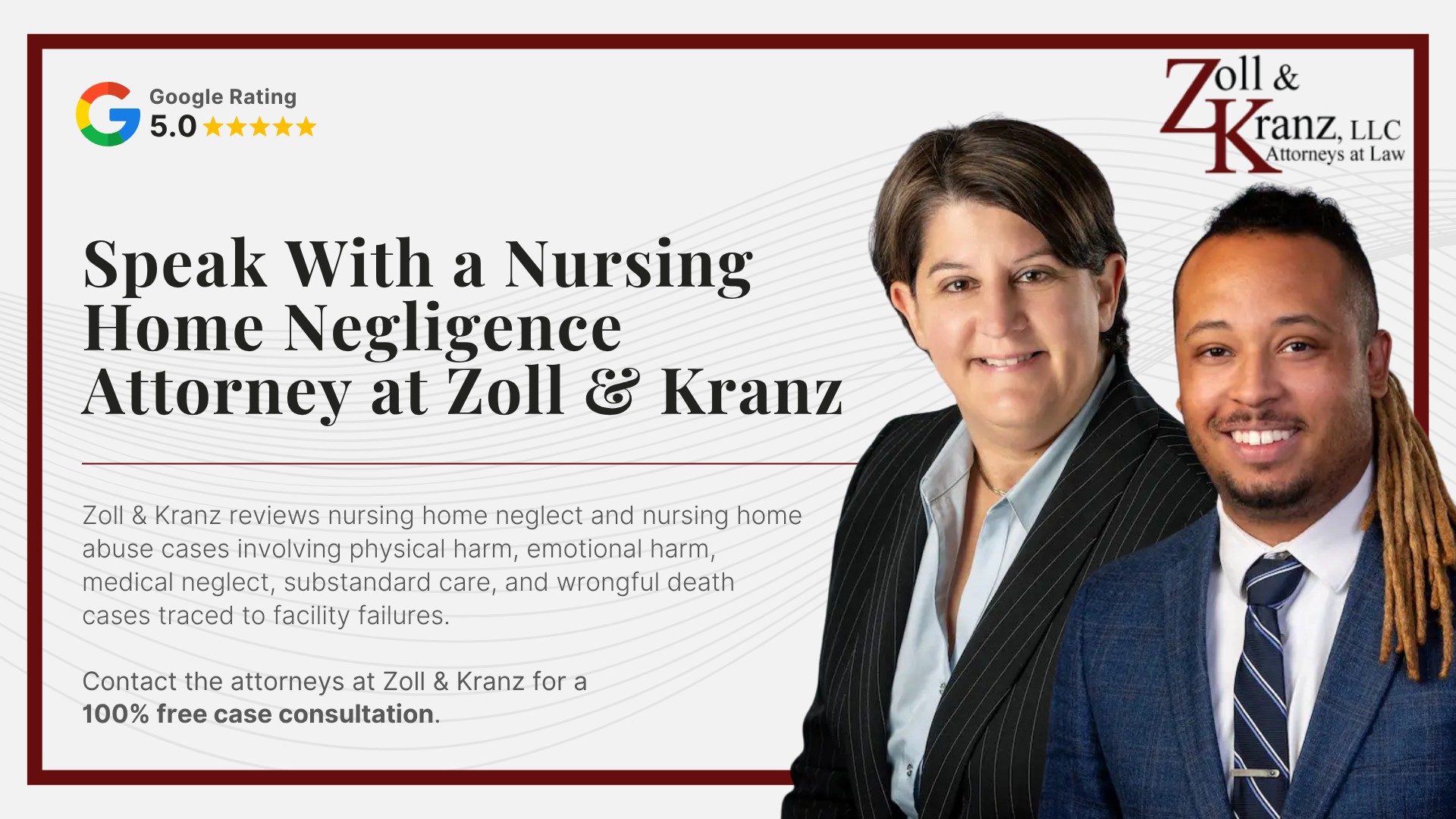 Speak With a Nursing Home Negligence Attorney at Zoll & Kranz; Proving Negligence in an Inattentive Care Case; Filing a Nursing Home Negligence Claim in Ohio; Steps to Take When You Suspect Inattentive Care; Common Causes of Inattentive Care in Nursing Home; Common Injuries Caused by Inattentive Nursing Home Staff; Key Warning Signs of Inattentive Care in Nursing Homes; Physical Signs; Hygiene and Daily Care Signs; Behavioral Signs