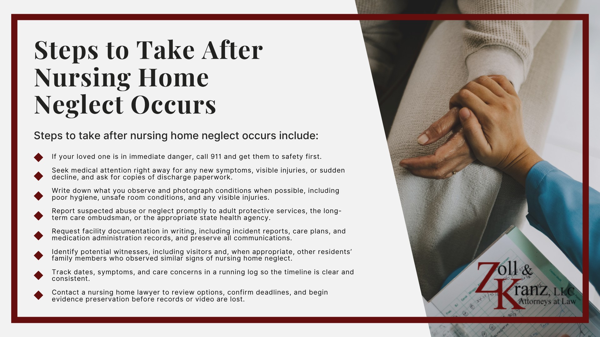 Steps to Take After Nursing Home Neglect Occurs; The Legal Process of Toledo Nursing Home Neglect Claims; Common Causes of Nursing Home Negligence; What is Considered Nursing Home Abuse or Neglect