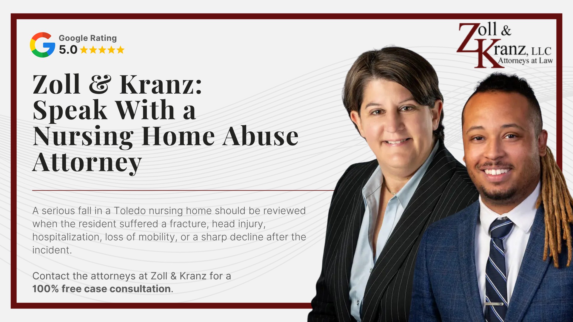 Zoll & Kranz_ Speak With a Nursing Home Abuse Attorney; Damages in Nursing Home Fall Lawsuits; Evidence Used in Nursing Home Fall Cases; Elements of a Nursing Home Negligence Claim; Filing a Nursing Home Negligence Claim for Falls; Federal and Ohio Nursing Home Fall Laws; Common Injuries From Nursing Home Falls; How to Prevent Falls in Nursing Homes; Why Falls Are Common in Nursing Homes; Common Causes of Nursing Home Falls
