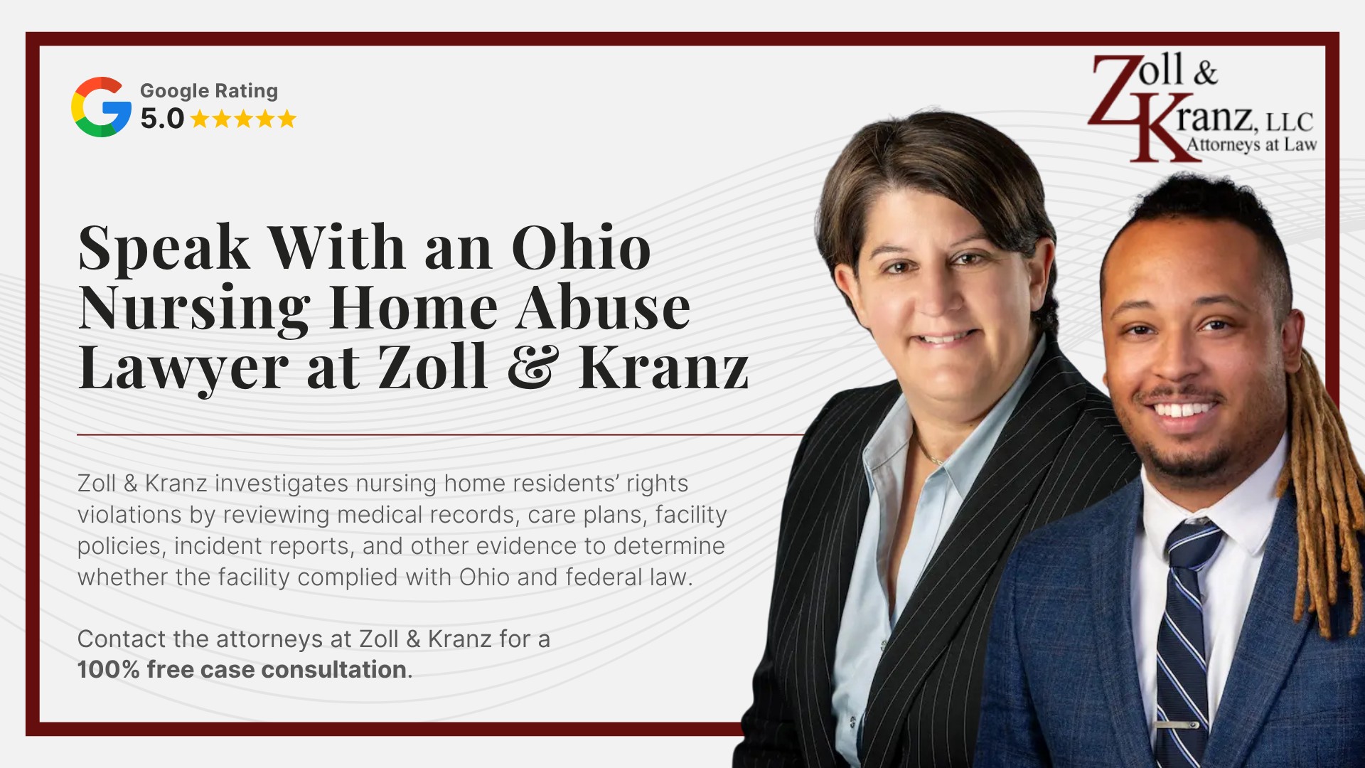 Speak With an Ohio Nursing Home Abuse Lawyer at Zoll & Kranz; Steps to Take When Residents Rights Are Violated in Ohio; Who Can File a Claim for an Ohio Nursing Home Resident; Involuntary Discharge of Ohio Nursing Home Residents; Physical and Chemical Restraints in Ohio Nursing Homes; Common Nursing Home Resident Rights Violations; Basic Rights of an Ohio Nursing Home Resident; Nursing Home Resident Rights Under Federal and State Law