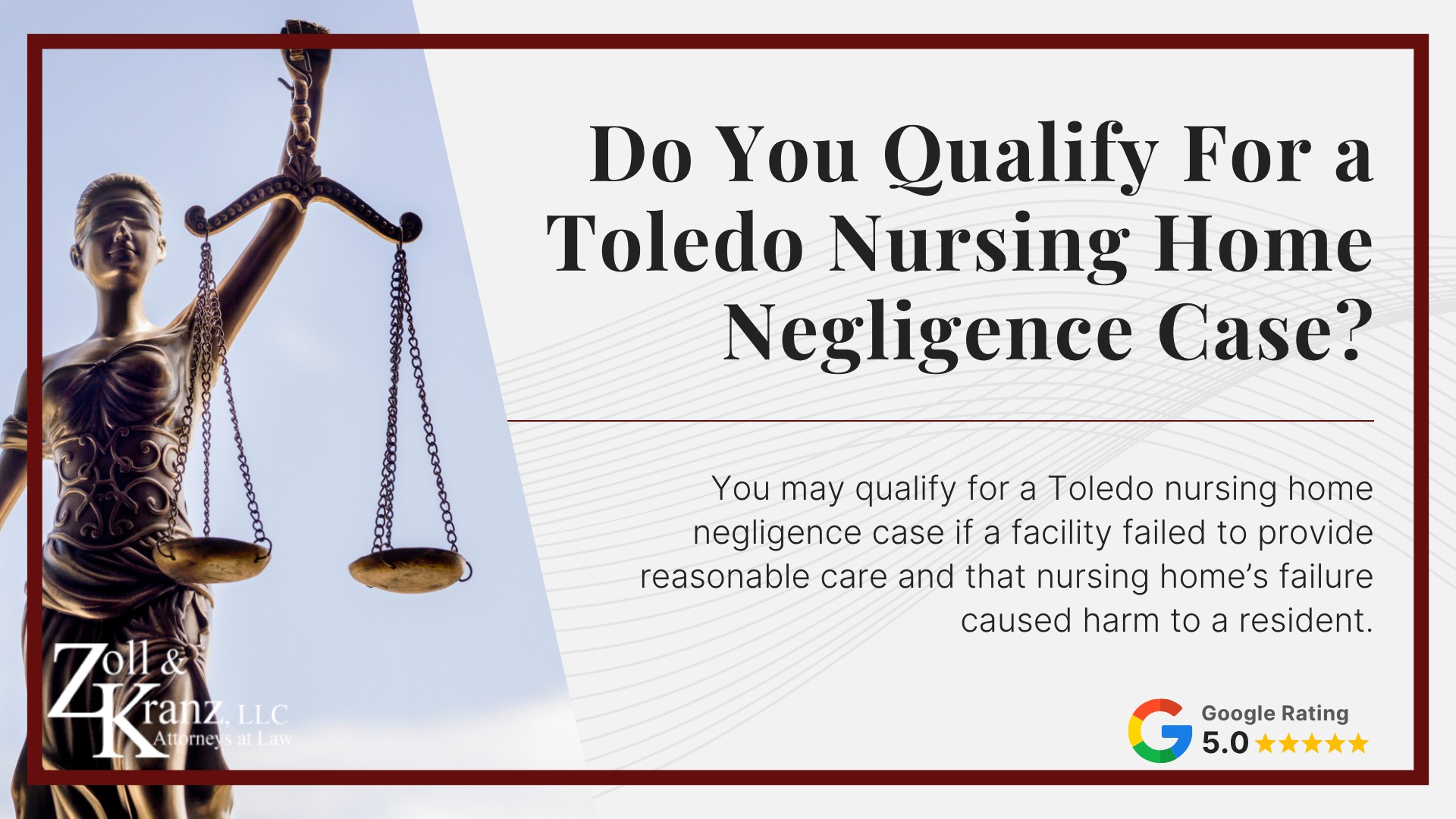 Do You Qualify For a Toledo Nursing Home Negligence Case; Steps To Take After Nursing Home Negligence Occurs; How Our Lawyers Can Assist You; The Legal Process of Toledo Nursing Home Negligence Cases; Evidence for Toledo Nursing Home Negligence Claims_ Overview; Types of Evidence in Nursing Home Negligence Cases; How Our Lawyers Can Assist You; Signs of Nursing Home Negligence