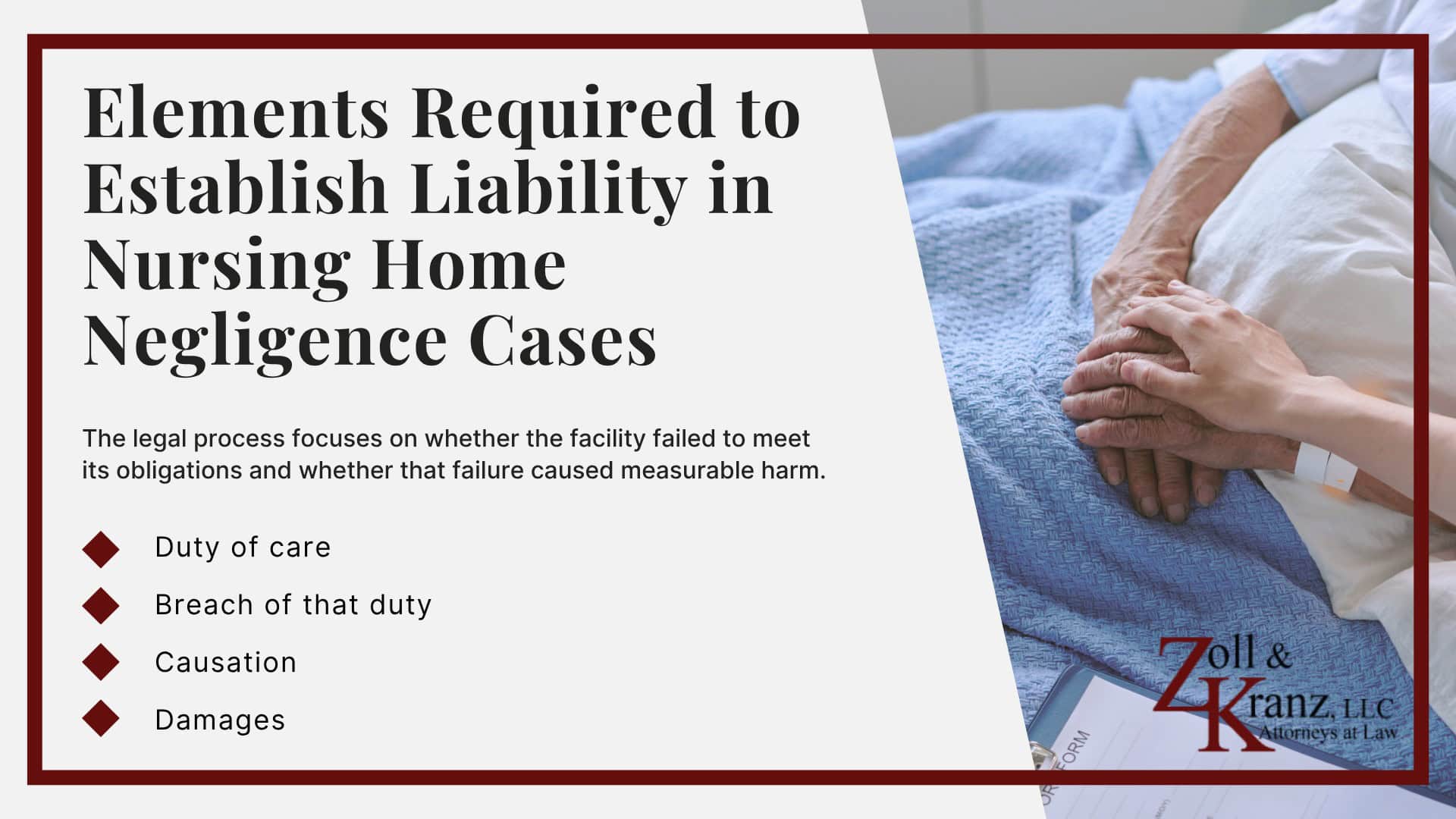 Elements Required to Establish Liability in Nursing Home Negligence Cases; Legal Duty a Nursing Home Owes Its Residents