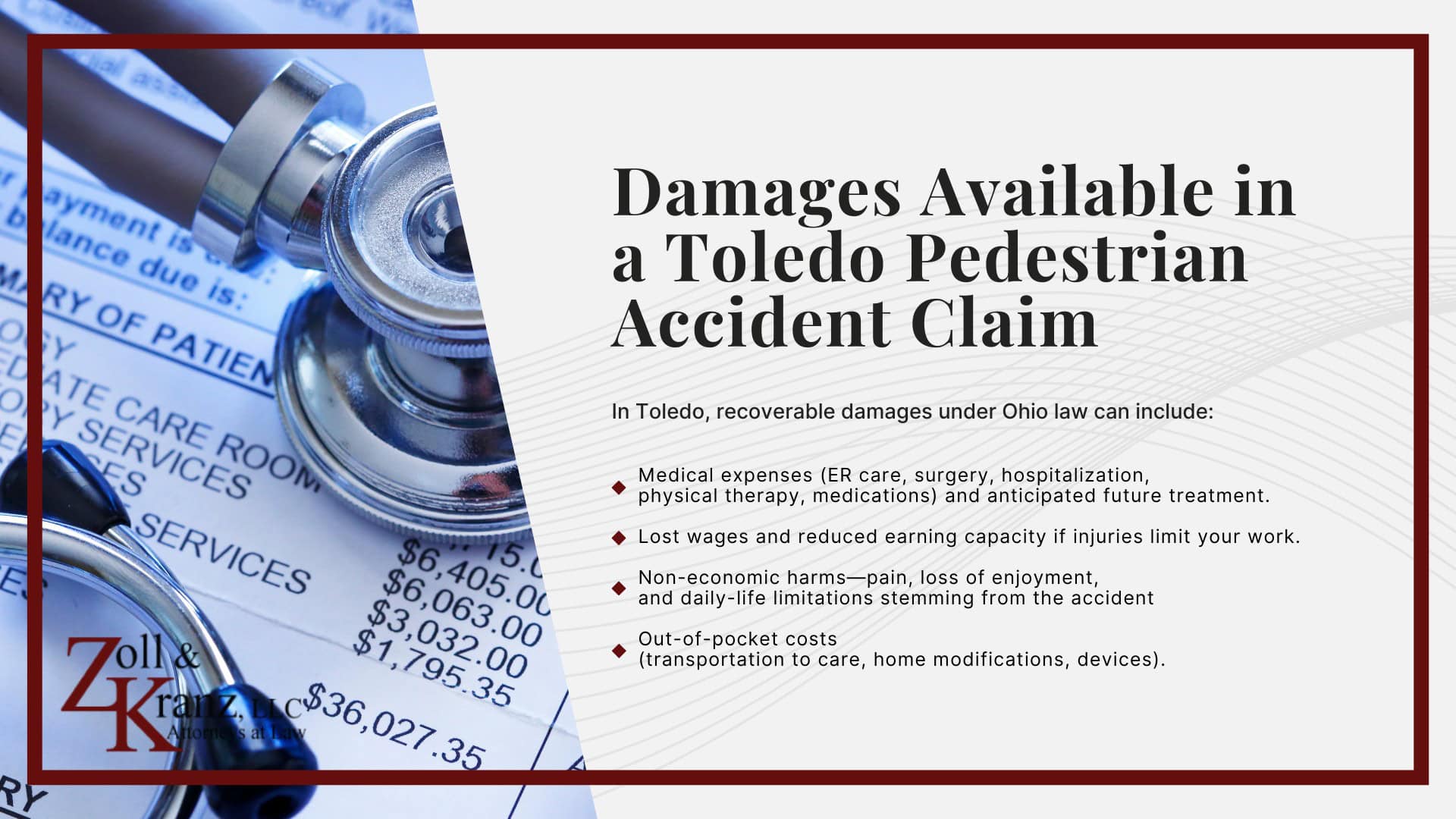 Damages Available in a Toledo Pedestrian Accident Claim; Gathering Evidence for a Pedestrian Accident Case; How Our Toledo Pedestrian Accident Attorneys Build Strong Cases; Mistakes That Can Hurt Your Pedestrian Accident Claim; Steps to Take After a Pedestrian Accident in Toledo, Ohio; Understanding Pedestrian Accident Claims in Toledo, Ohio; Common Causes of Pedestrian Accidents in Toledo, OH 
