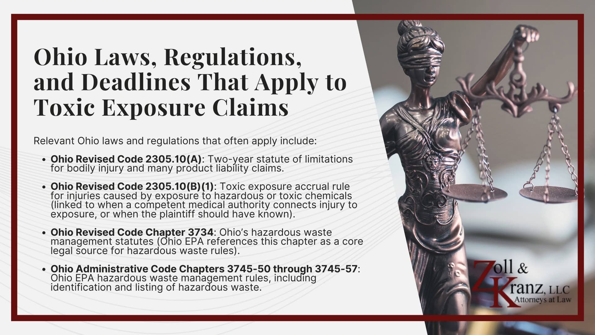 Ohio Laws, Regulations, and Deadlines That Apply to Toxic Exposure Claims; How to Prove a Toxic Exposure Case in Ohio; Health Risks and Effects of Toxic Exposure; Types of Toxic Exposure in Toledo, Ohio; Common Sources of Chemical Exposure