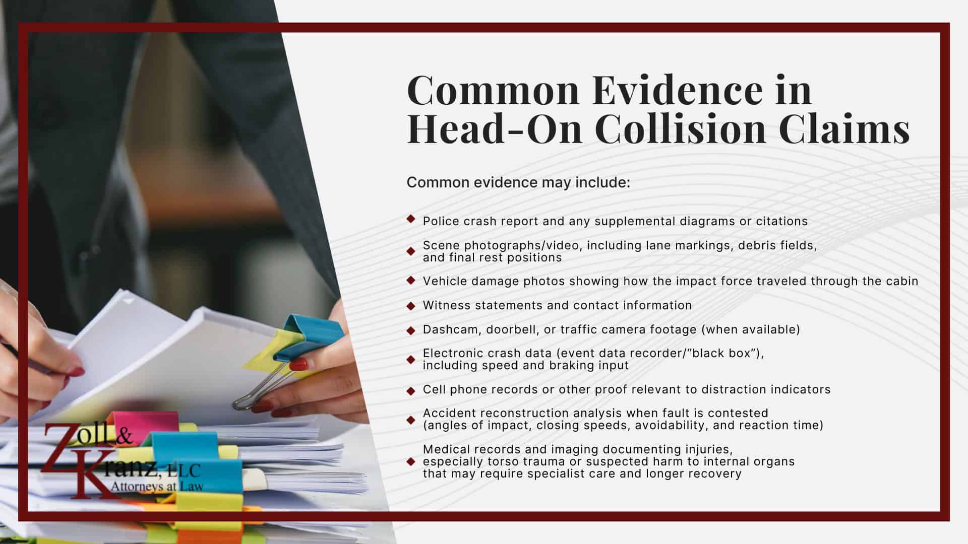 Common Evidence in Head-On Collision Claims; Filing a Head-On Collision Lawsuit in Ohio; Steps to Take After a Head-On Collision in Toledo; The Legal Process of Head-On Collisions in Toledo; Steps to Take After a Head-On Collision in Toledo; The Legal Process of Head-On Collisions in Toledo; Calculating the Full Extent of Your Damages; Investigating Liability and Identifying At-Fault Parties; How Our Toledo Head-On Collision Attorneys Build Strong Cases; Understanding Head-On Collisions Claims in Toledo, Ohio