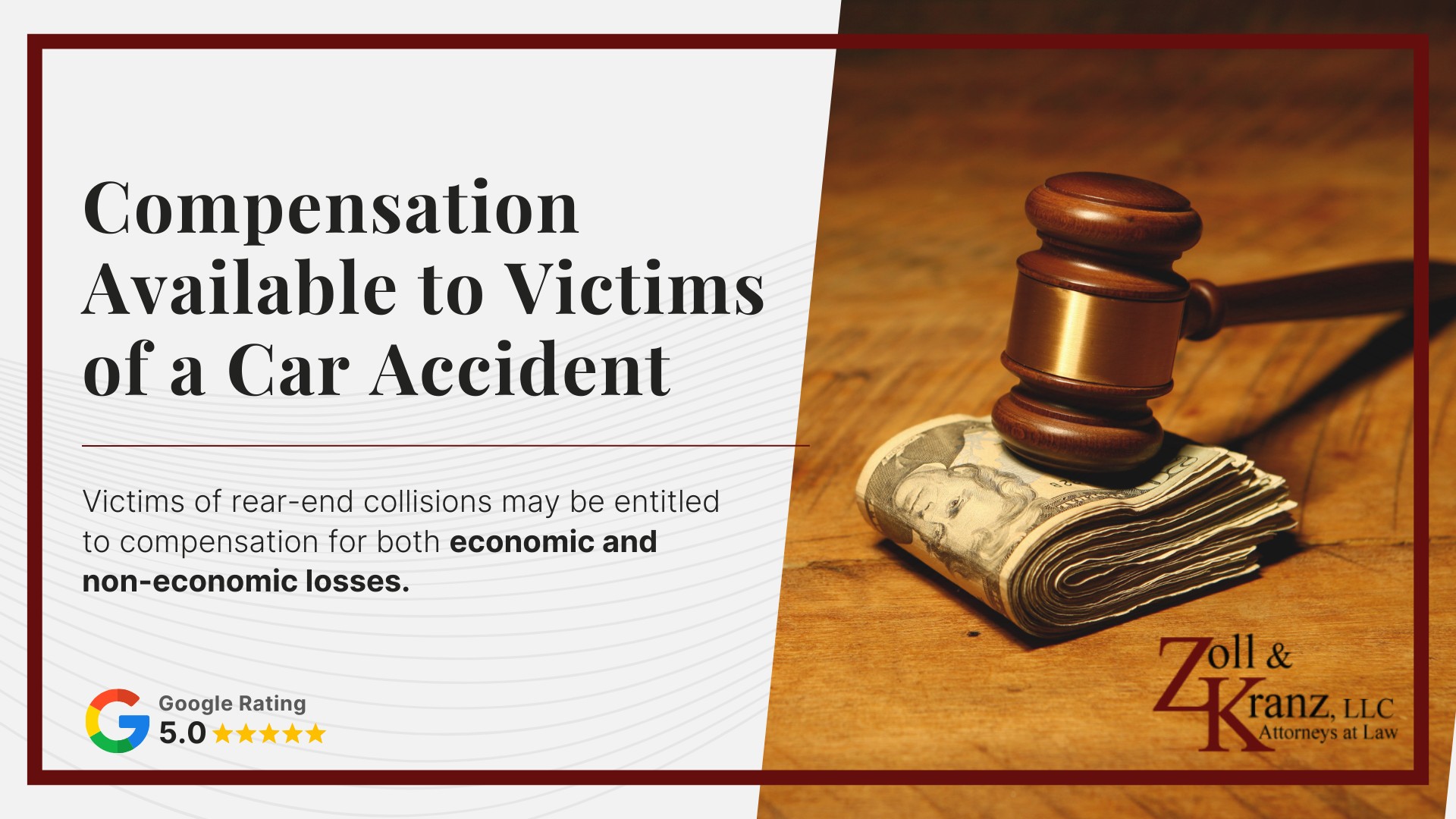 Compensation Available to Victims of a Car Accident; Personal Injury Claim Process; Steps Victims Should Take After a Rear-End Accident; Injuries Commonly Associated With Rear-End Collisions; Fault and Liability in Rear-End Accidents; How Rear-End Collisions Occur