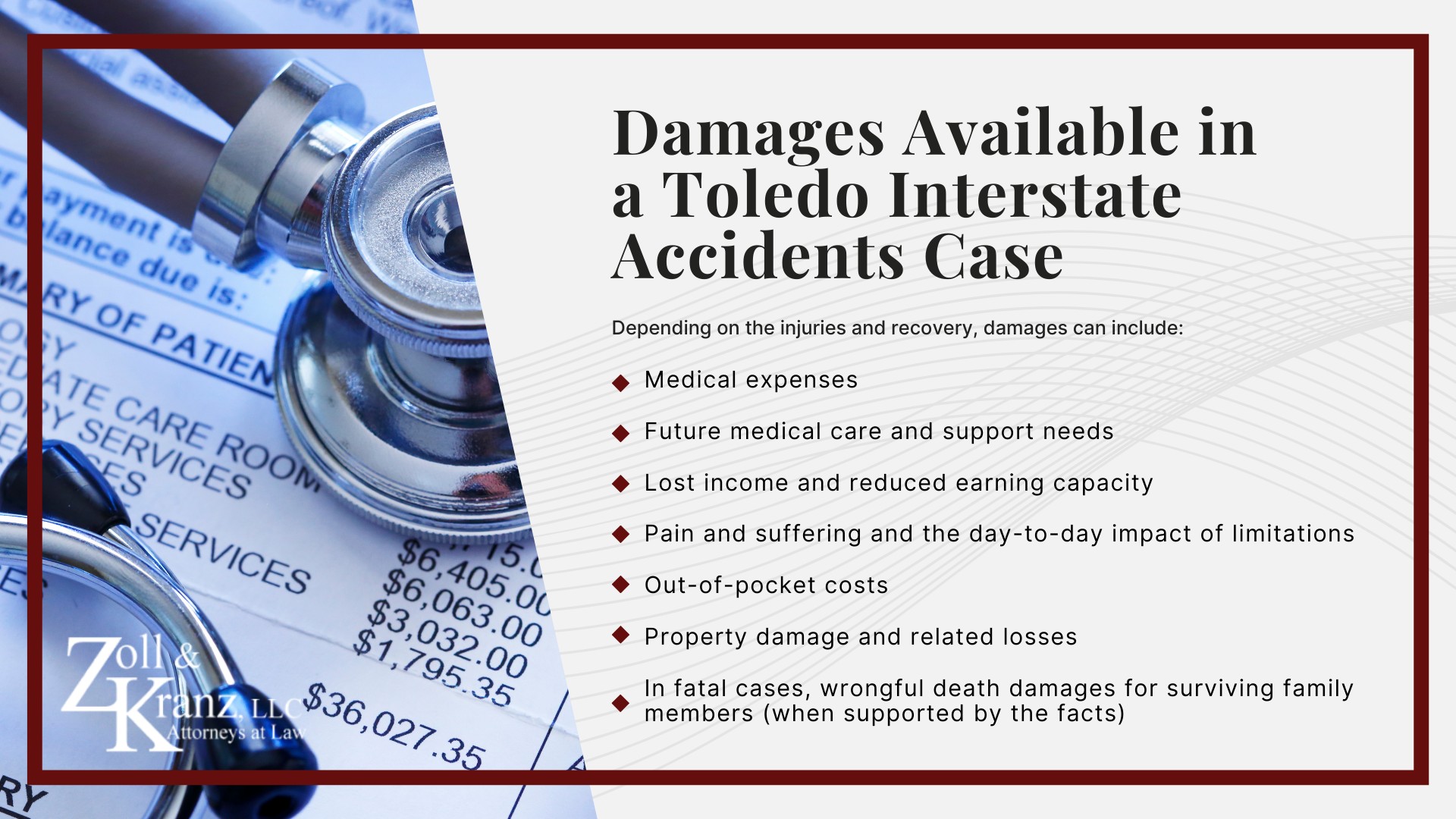 Damages Available in a Toledo Interstate Accidents Case; Common Evidence in Interstate Accidents Claims; Filing a Interstate Accident Lawsuit in Ohio; Laws for Interstate Accidents in Toledo, OH; Steps to Take After a Interstate Accidents in Toledo; The Legal Process of DUI Accidents in Toledo; Investigating Liability and Identifying At-Fault Parties (2); Investigating Liability and Identifying At-Fault Parties; How Our Toledo Interstate Accidents Attorneys Build Strong Cases; Interstate Accidents in Toledo, Ohio_ Overview; Interstate Accident Statistics; Preventing Accidents on Interstates and Highways