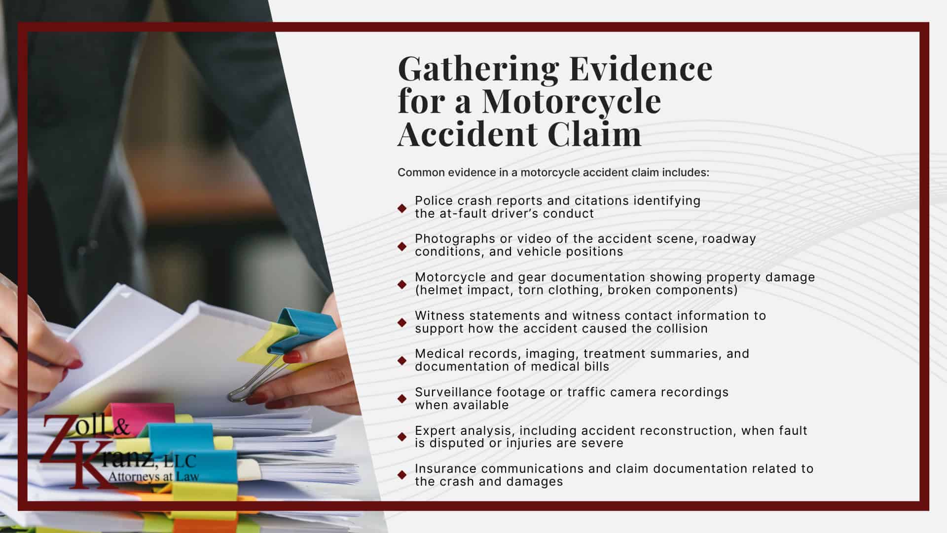 Gathering Evidence for a Motorcycle Accident Claim; What to Do After a Motorcycle Accident in Toledo