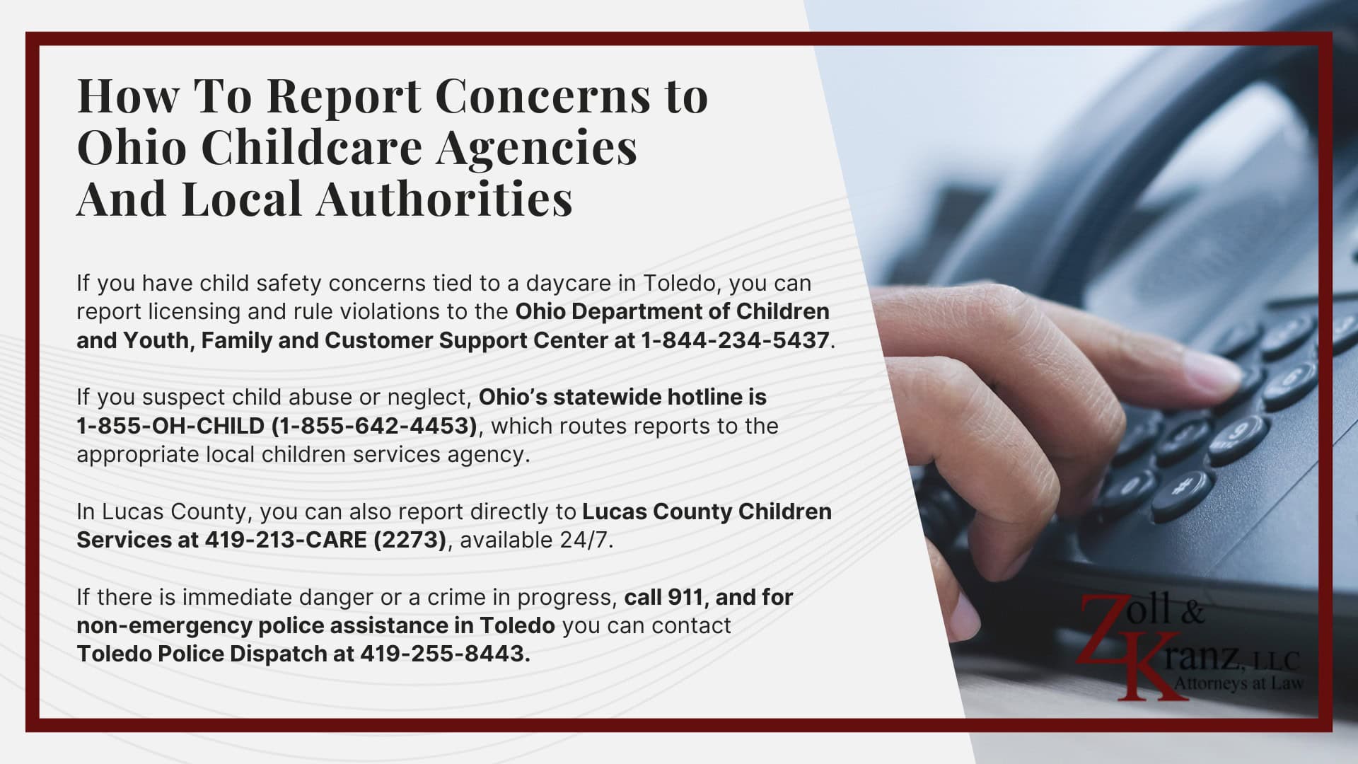 How To Report Concerns to Ohio Childcare Agencies And Local Authorities; Ohio Laws And Regulations That Apply to Daycare Injury Cases; Ohio Laws And Regulations That Apply to Daycare Injury Cases