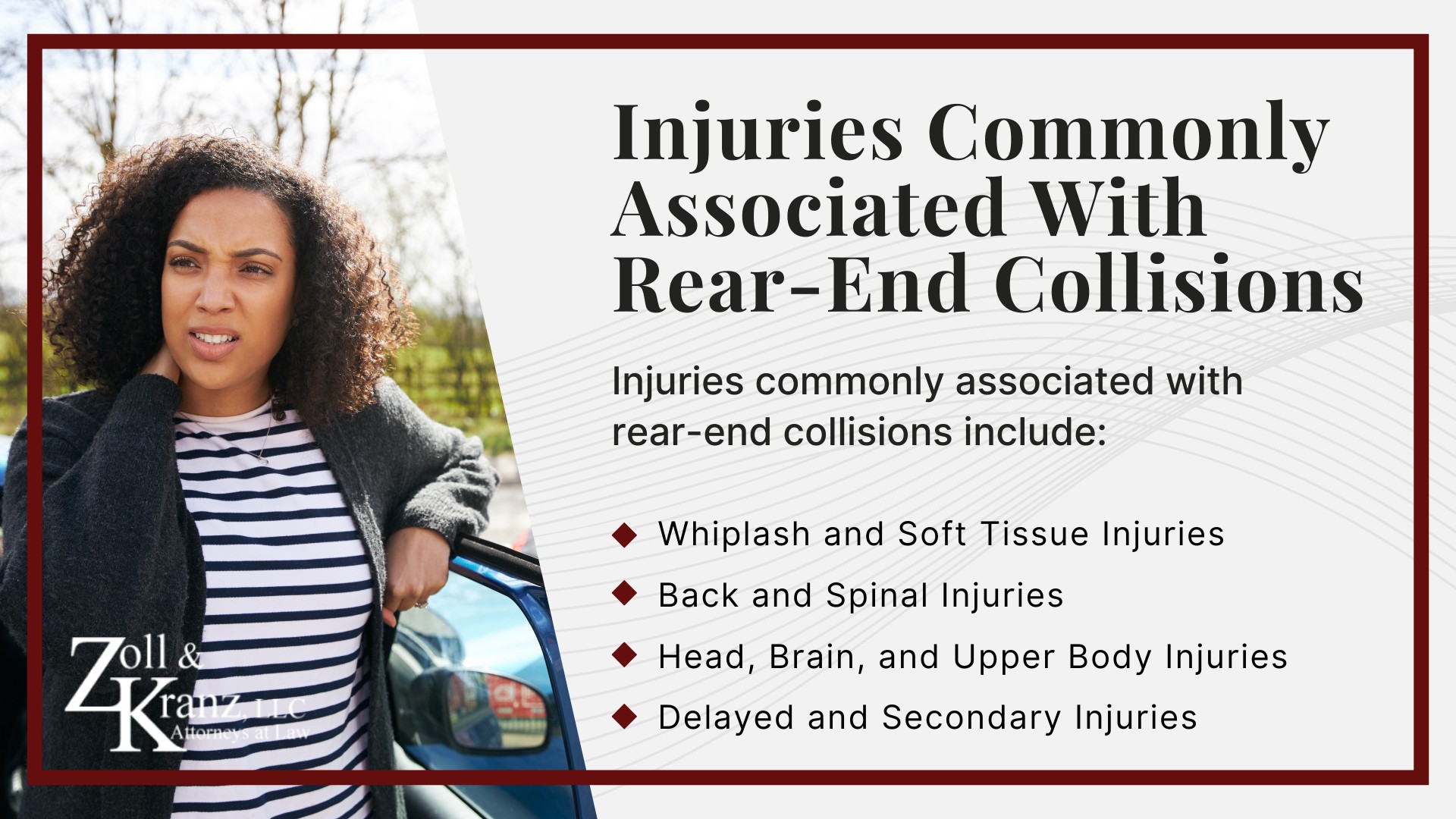 Injuries Commonly Associated With Rear-End Collisions; Fault and Liability in Rear-End Accidents; How Rear-End Collisions Occur