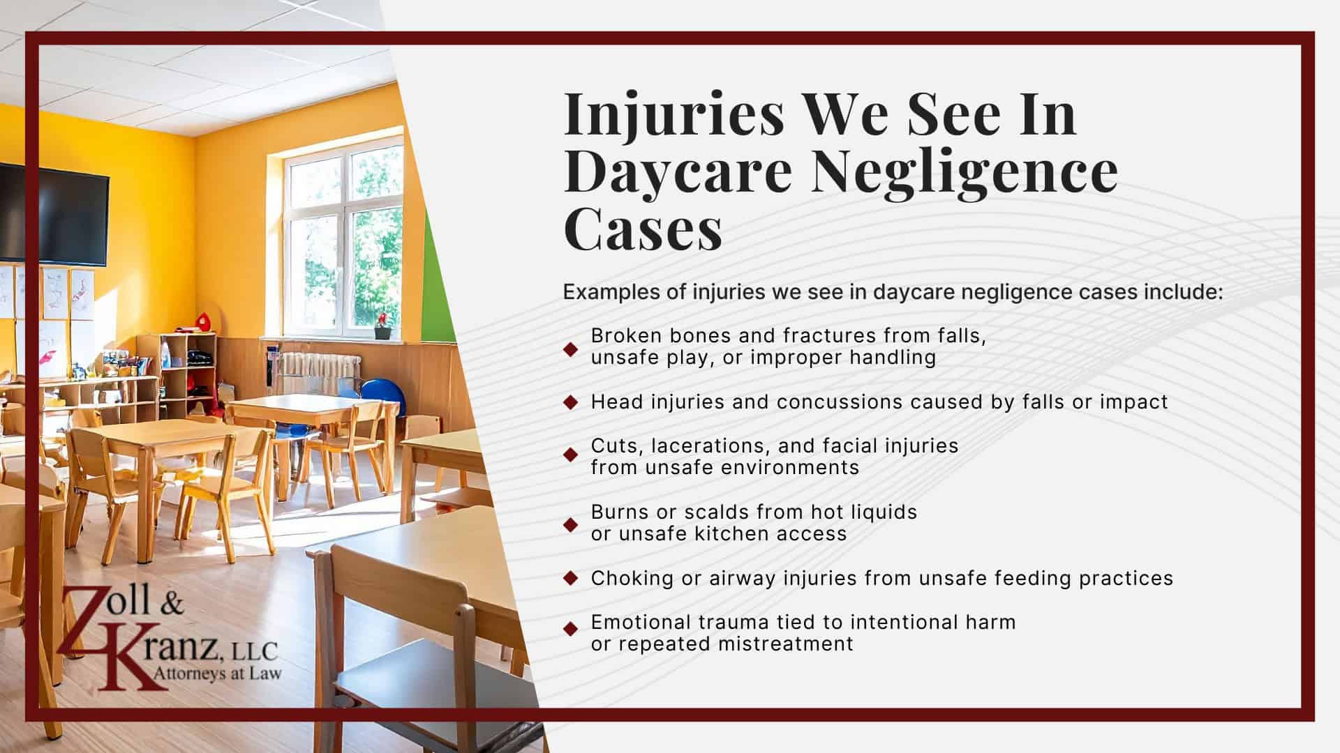 Injuries We See In Daycare Negligence Cases; Common Types of Daycare Abuse, Neglect, and Negligence; What Counts as Daycare Negligence In Ohio
