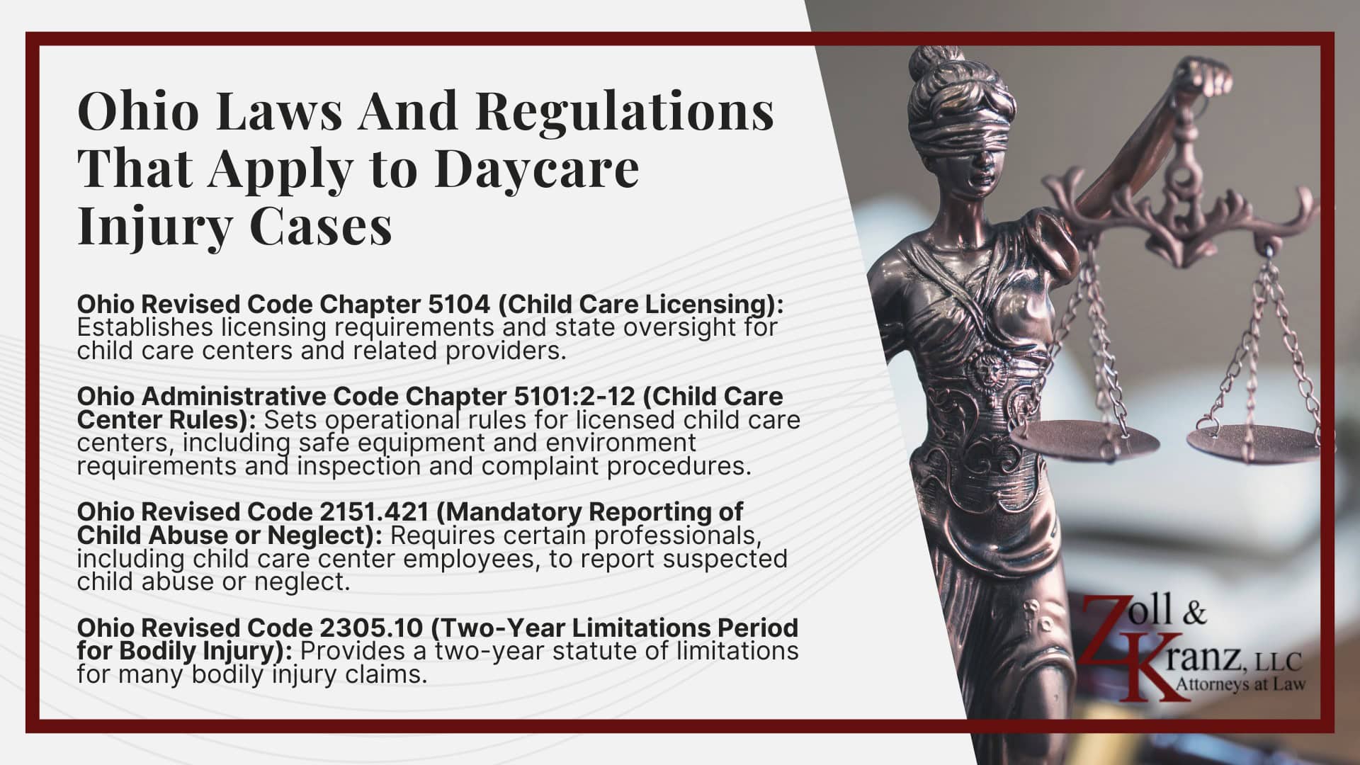Ohio Laws And Regulations That Apply to Daycare Injury Cases; Ohio Laws And Regulations That Apply to Daycare Injury Cases