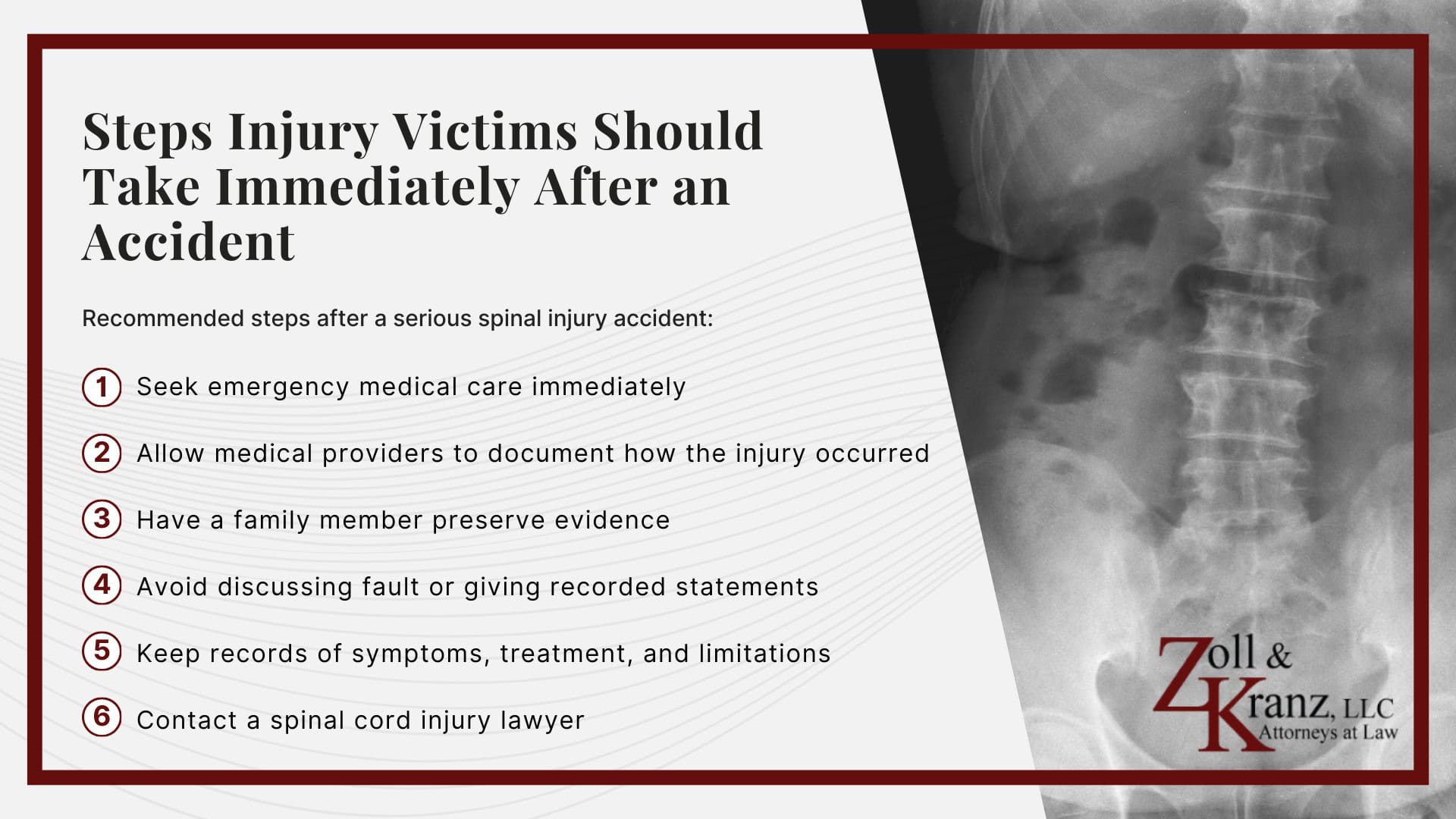 Steps Injury Victims Should Take Immediately After an Accident; Calculating the Full Extent of Your Damages; Investigating Liability and Identifying At-Fault Parties; How Our Toledo Spinal Cord Injury Attorneys Build Strong Cases; Understanding Spinal Cord Injury Claims in Toledo, Ohio; Common Types of Spinal Cord Injury Cases We Handle