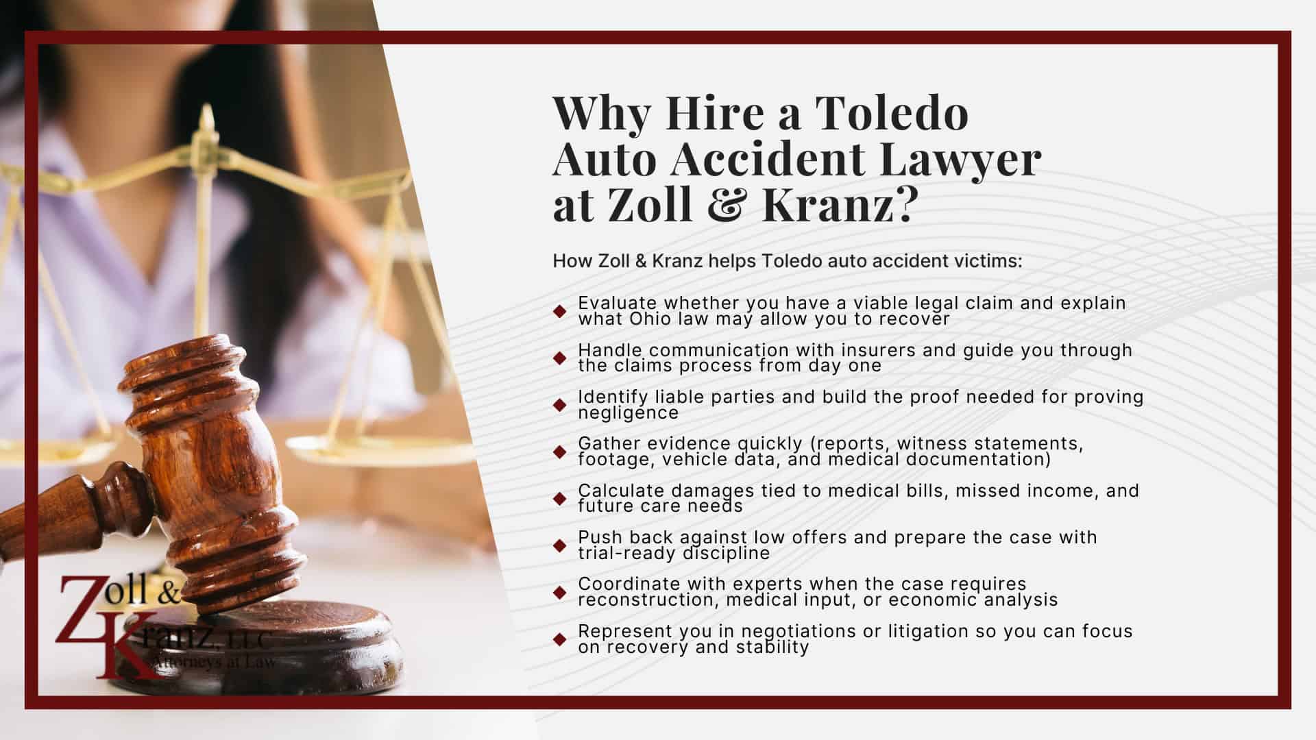 Why Hire a Toledo Auto Accident Lawyer at Zoll & Kranz?