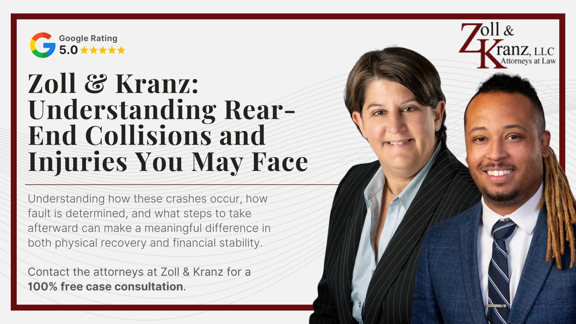 Zoll & Kranz_ Understanding Rear-End Collisions and Injuries You May Face; How a Toledo Personal Injury Lawyer Helps; Factors That Affect Compensation; Compensation Available to Victims of a Car Accident; Personal Injury Claim Process; Steps Victims Should Take After a Rear-End Accident; Injuries Commonly Associated With Rear-End Collisions; Fault and Liability in Rear-End Accidents; How Rear-End Collisions Occur