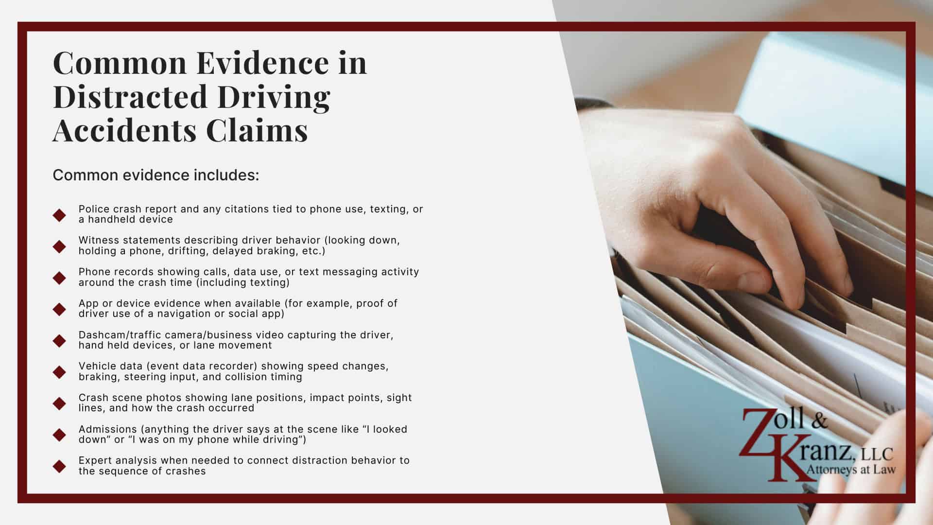 Common Evidence in Distracted Driving Accidents Claims; Common Evidence in Distracted Driving Accidents Claims