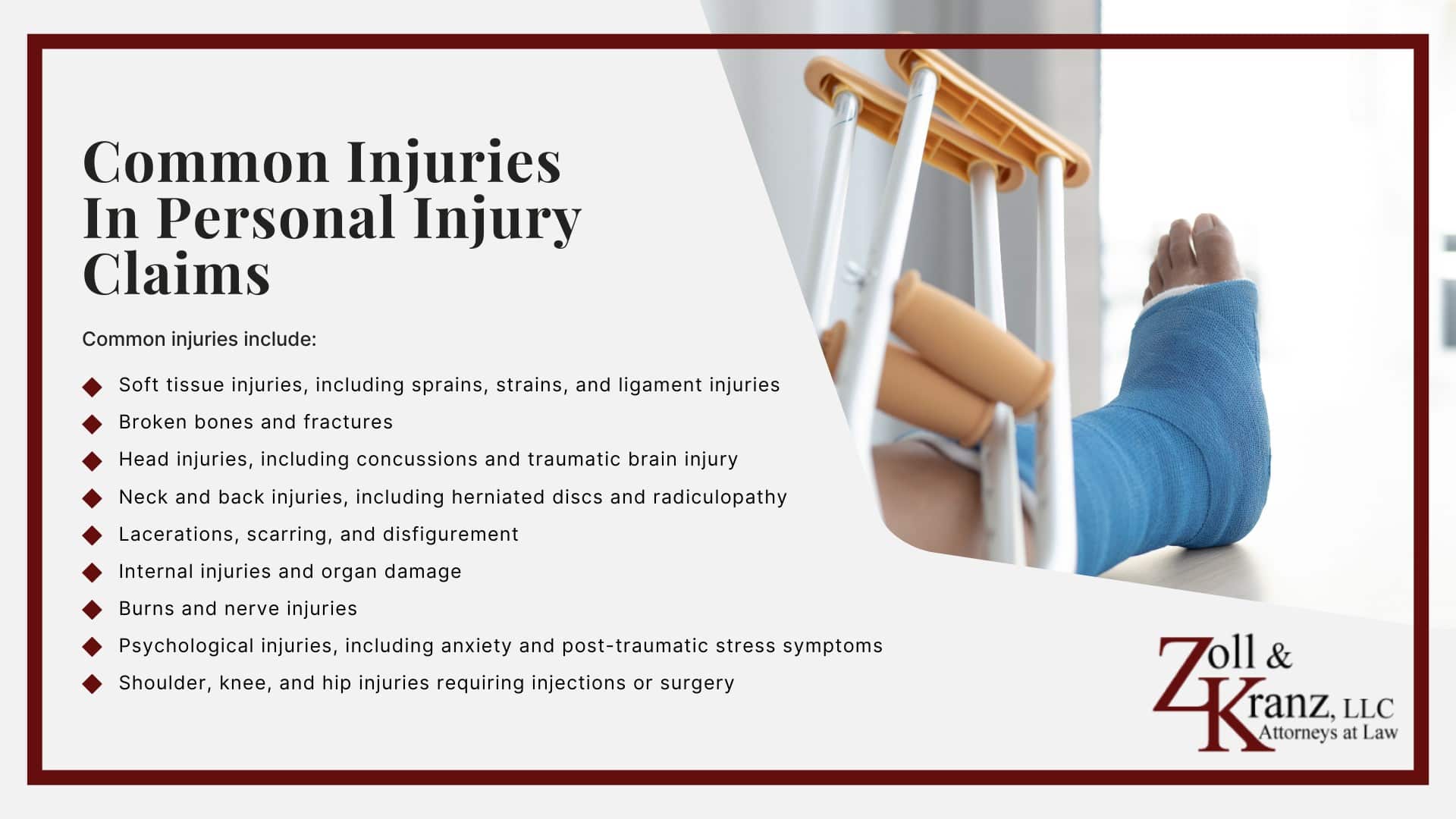 Common Injuries In Personal Injury Claims; Common Injuries In Personal Injury Claims