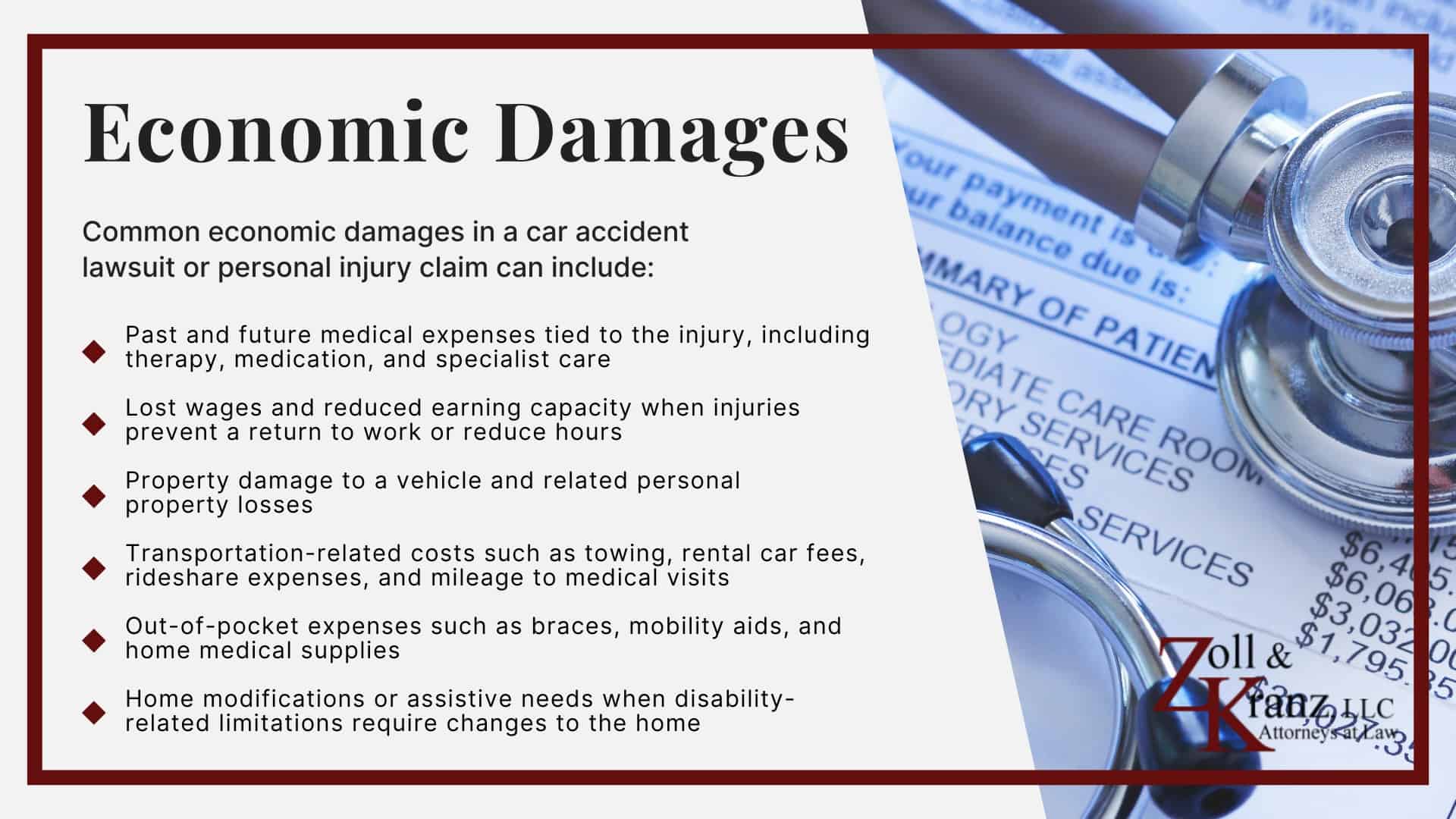 Damages in Car Accident Cases; Types of Car Accident Damages; Economic Damages