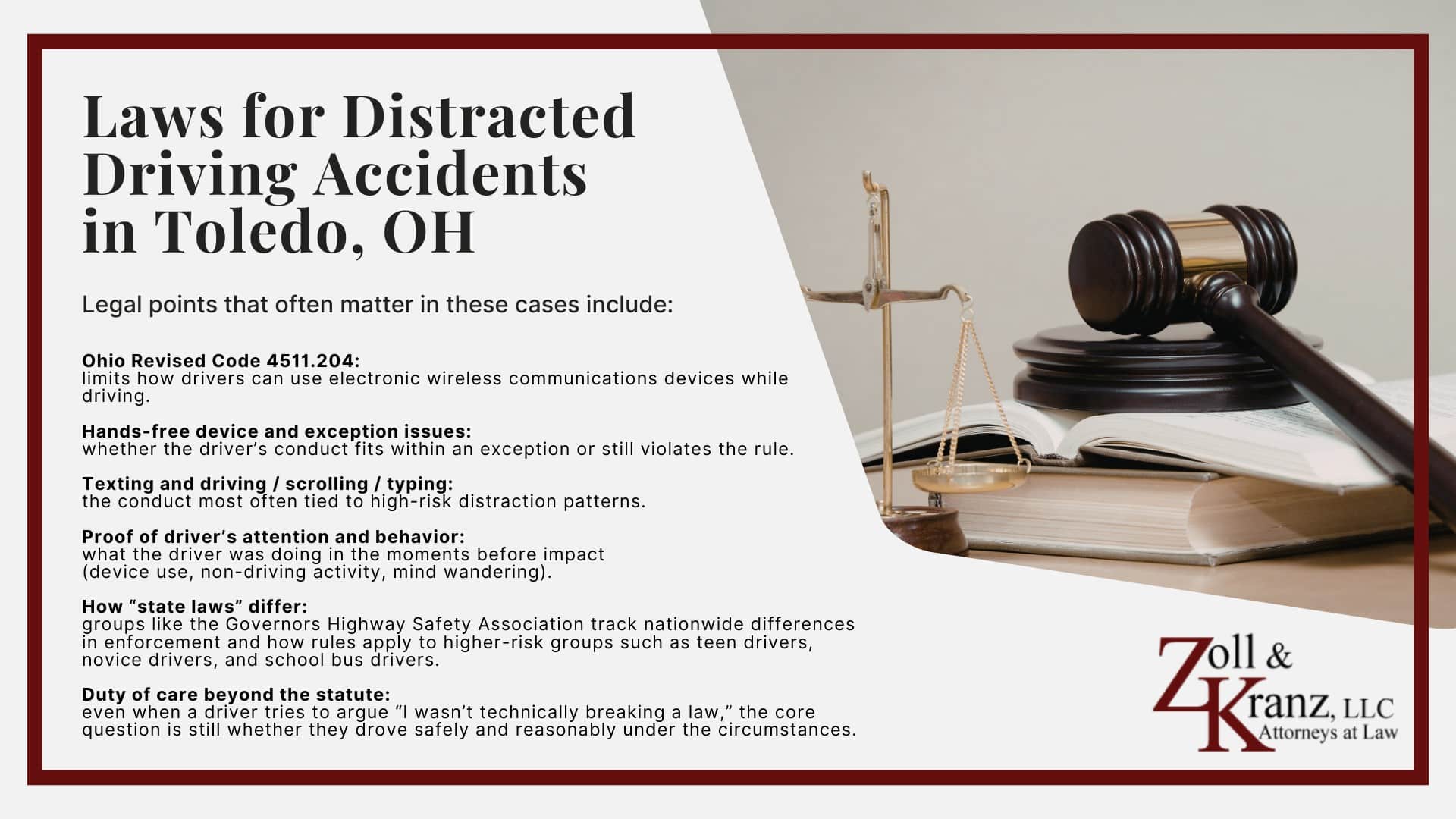 Laws for Distracted Driving Accidents in Toledo, OH; Laws for Distracted Driving Accidents in Toledo, OH