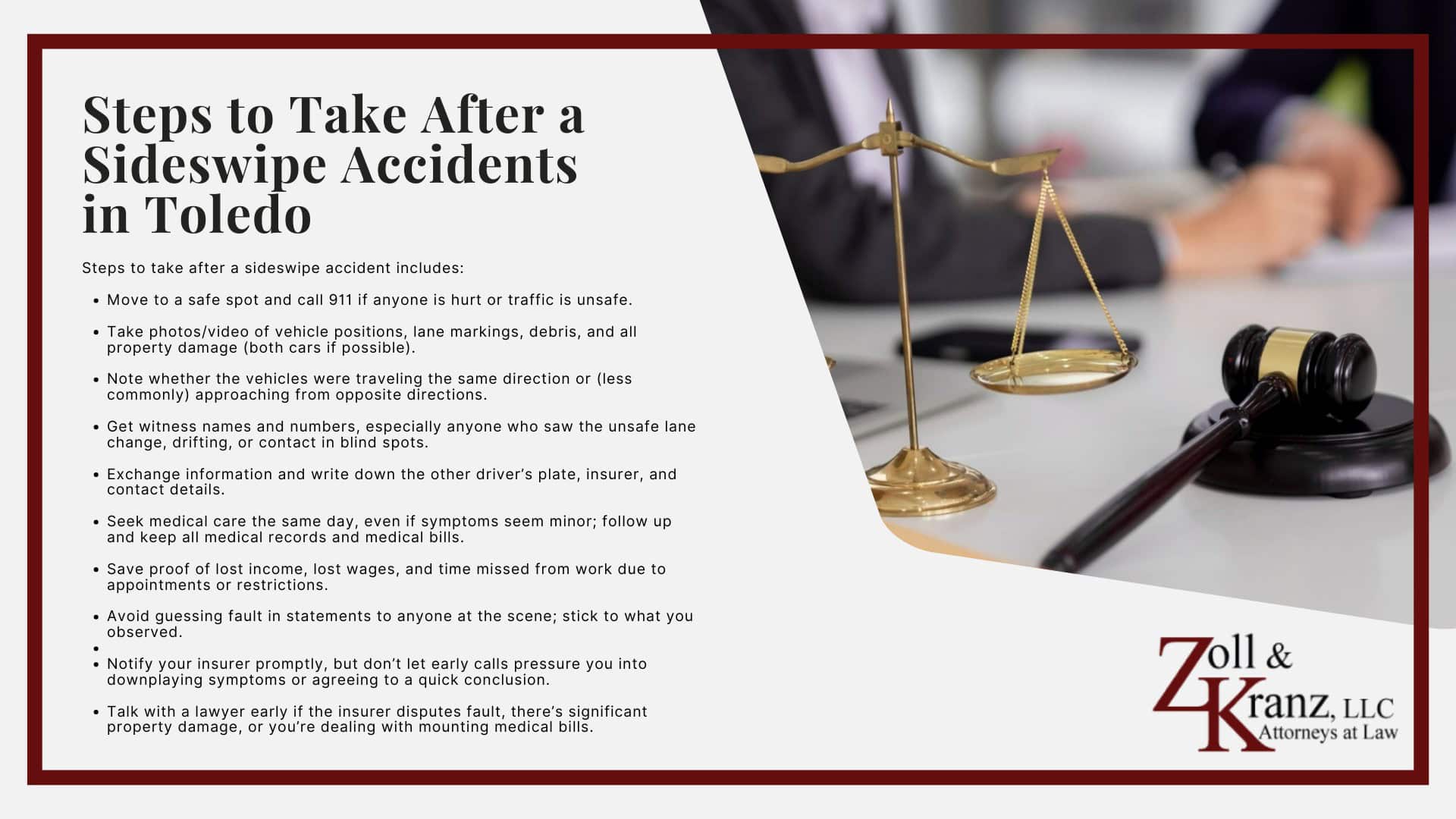 Steps to Take After a Sideswipe Accidents in Toledo; The Legal Process of Sideswipe Accidents in Toledo; How Our Toledo Car Accident Attorneys Build Strong Cases; Understanding Sideswipe Accidents Claims in Toledo, Ohio;  How Sideswipe Accidents Occur