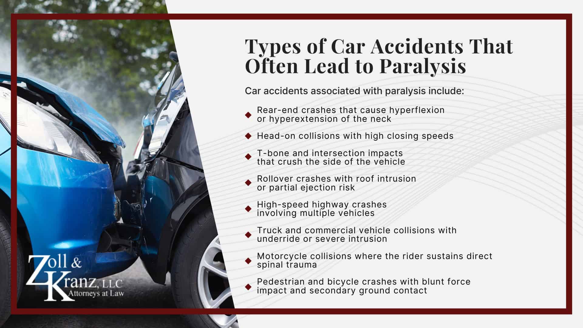 Types of Car Accidents That Often Lead to Paralysis; Understanding Auto Accident Paralysis Claims in Toledo, Ohio