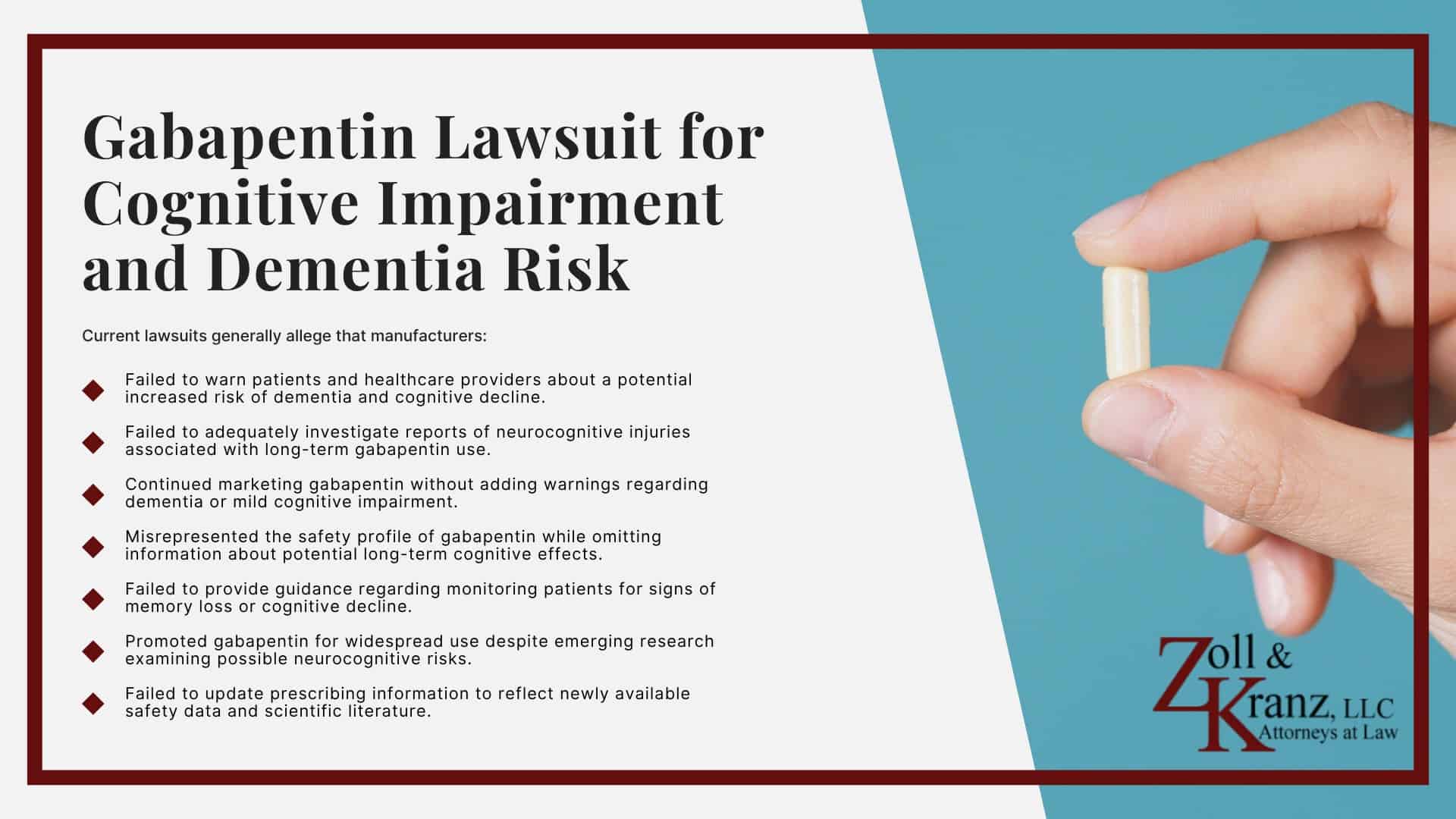 Gabapentin Lawsuit for Cognitive Impairment and Dementia Risk