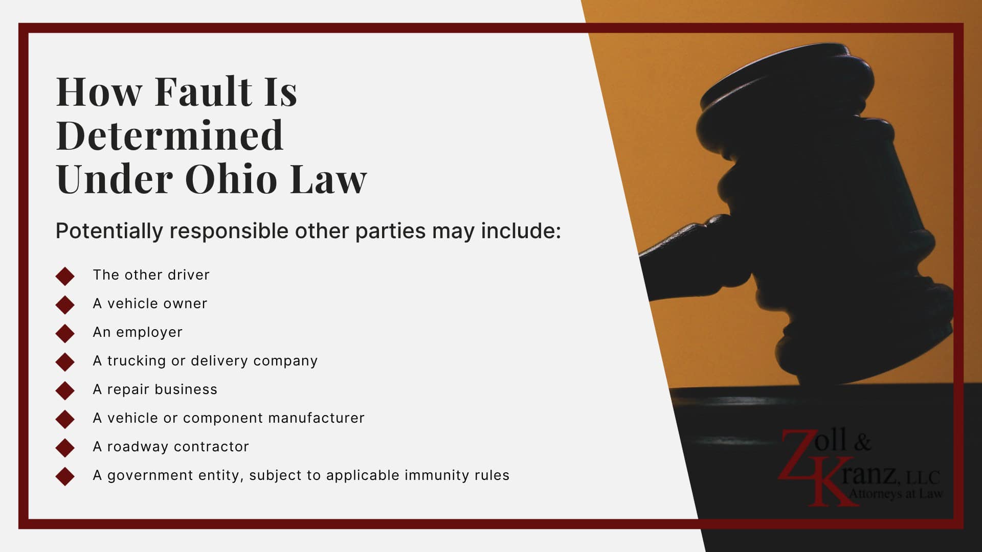 How Fault Is Determined Under Ohio Law; What Not to Do After an Auto Accident; Be Careful When Speaking With Insurance Adjusters; What If You Are Too Seriously Injured to Take These Steps; Check for Injuries and Call 911